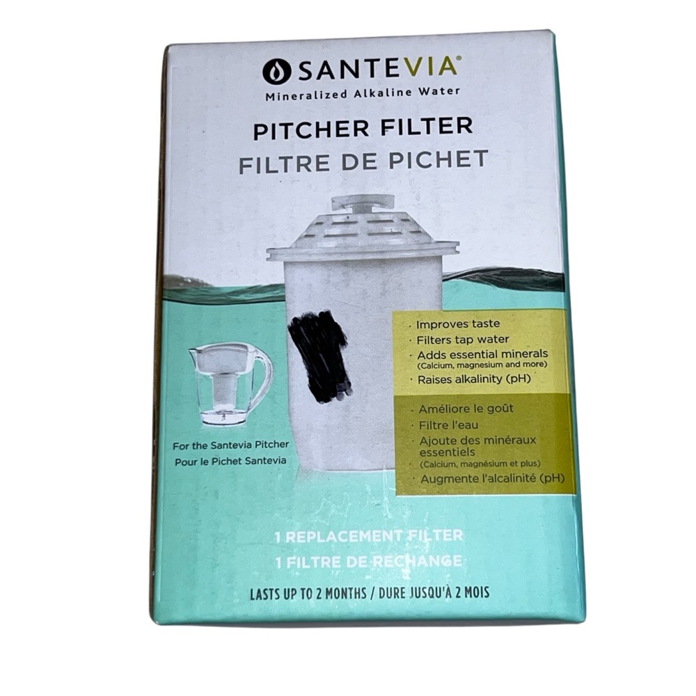 SANTEVIA Mineralized Alkaline Water Pitcher Filter 6-Stage Filtration Sealed NIB